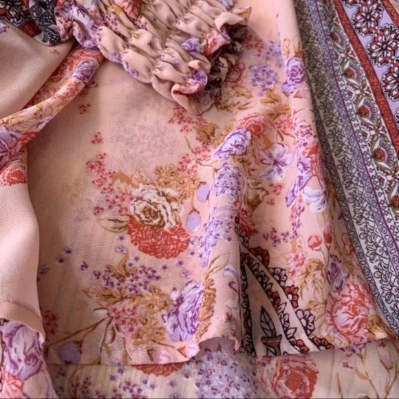 Altar'd State Boho Flowy Romantic Floral Print Pleated Tunic S - Picture 3 of 11